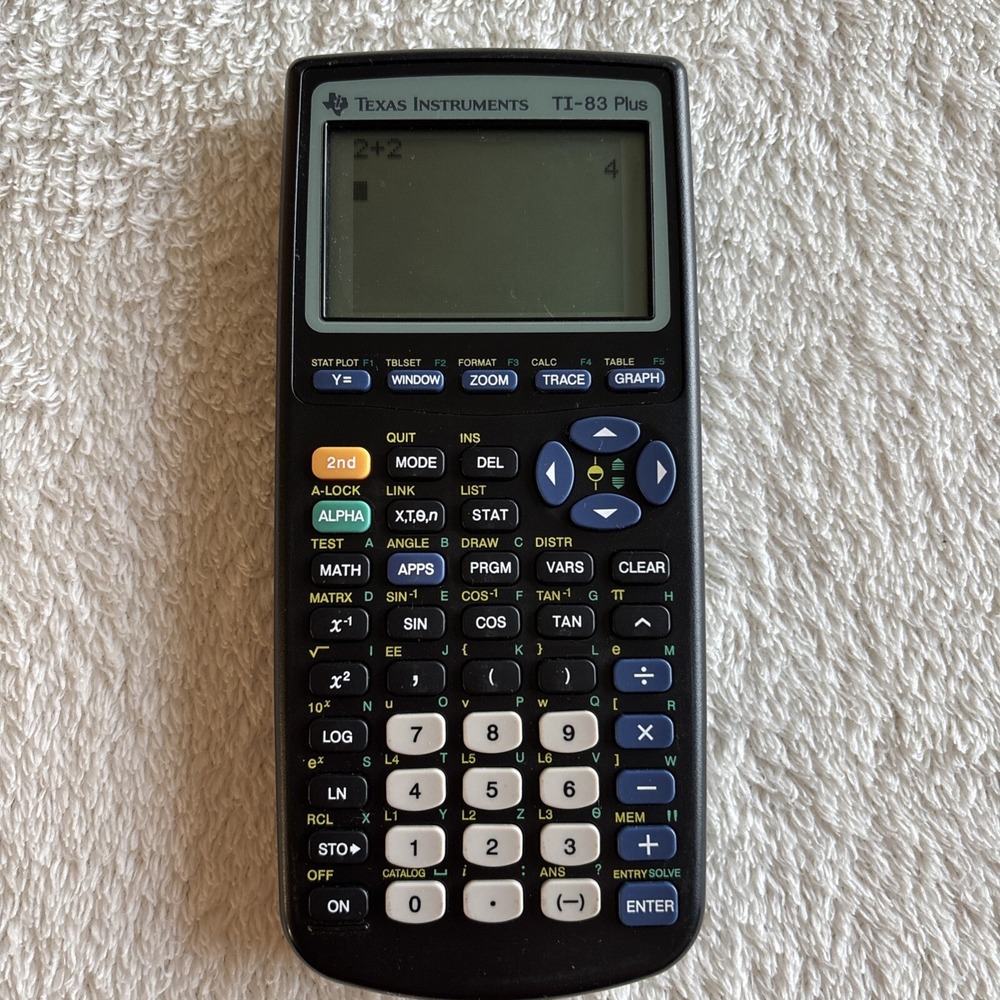 Texas Instruments TI 83 Plus Graphing Calculator Black‎ With Cover Working
